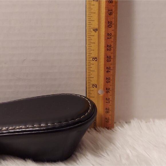 Womens Strappy Sandals Size 9 Made in Italy Black Leather Slip On 1.5" Wedge - Picture 9 of 12